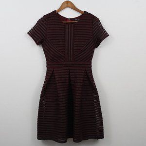 Romeo & Juliet Couture Burgundy Stripe Net Dress
